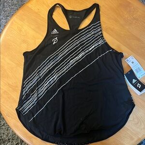 Adidas + Peloton Black and Silver Striped Tank Top